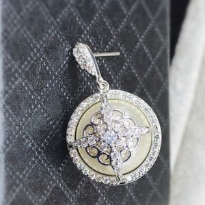 Faux pearl earrings round studs dangle ivory